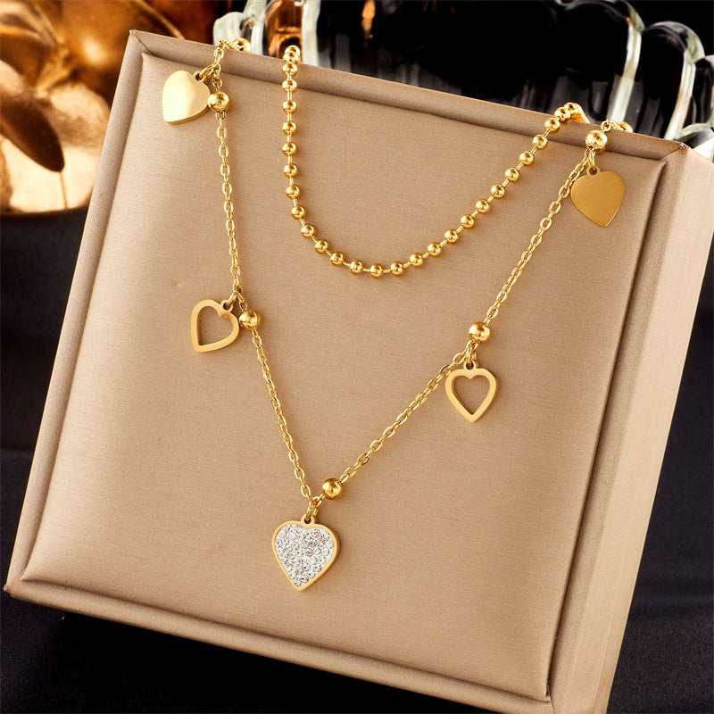 Royal Double Layer Heart Pendant Necklace