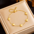 Golden Heart Charm Chain Bracelet