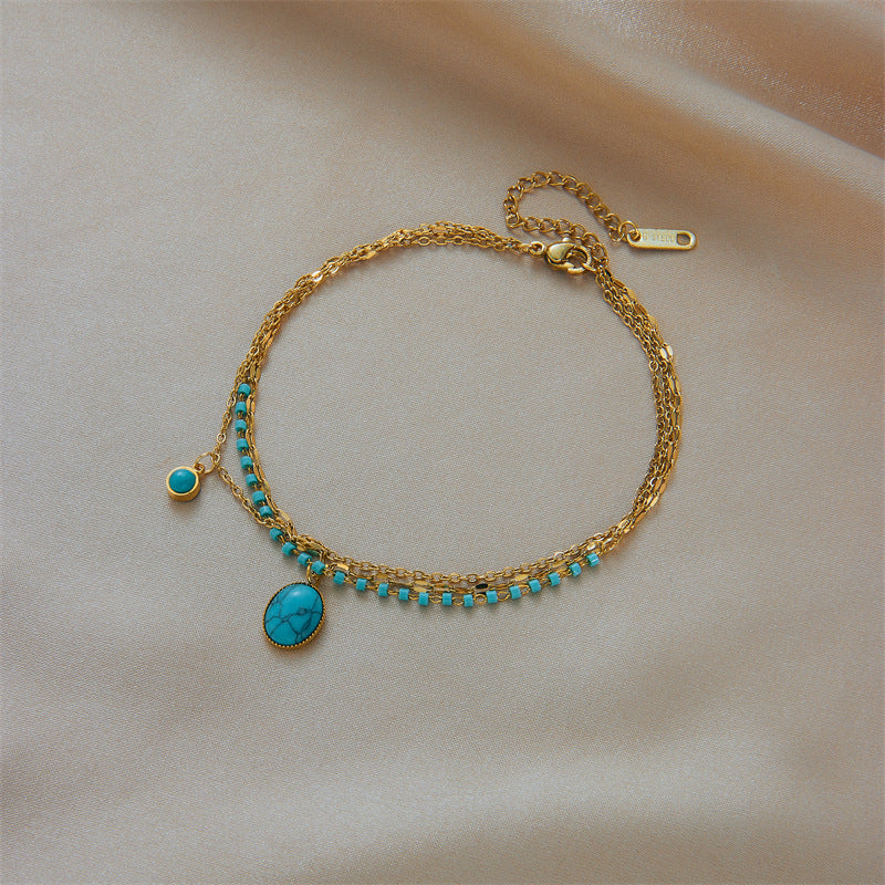 Turquoise Charm Layered Bracelet.