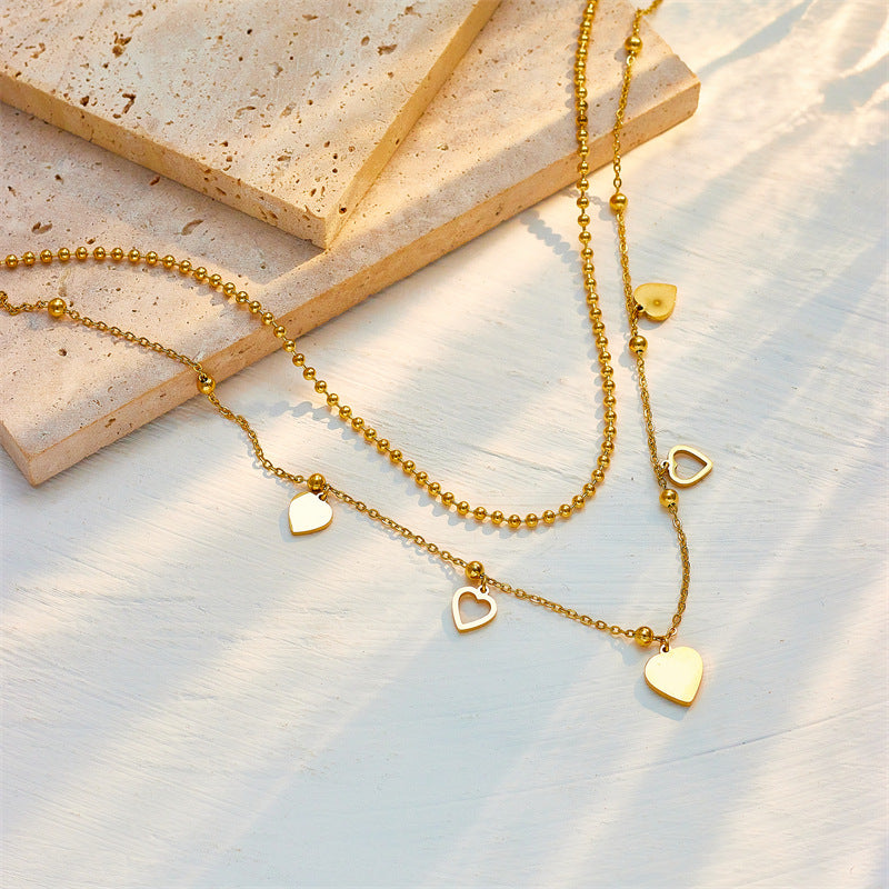 Royal Double Layer Heart Pendant Necklace