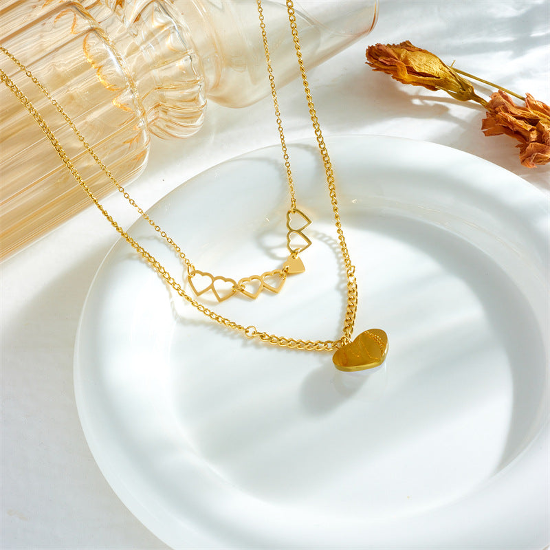 Zoria Royale Layered Heart Anti-Tarnish Necklace – 18K Gold Plated