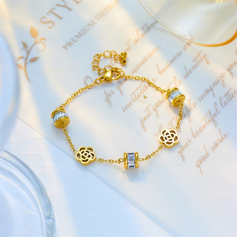Crystal Flower Charm Bracelet