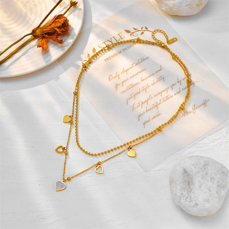 Royal Double Layer Heart Pendant Necklace