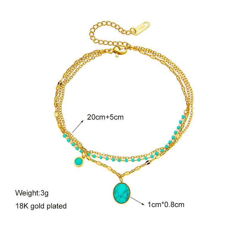 Turquoise Charm Layered Bracelet.