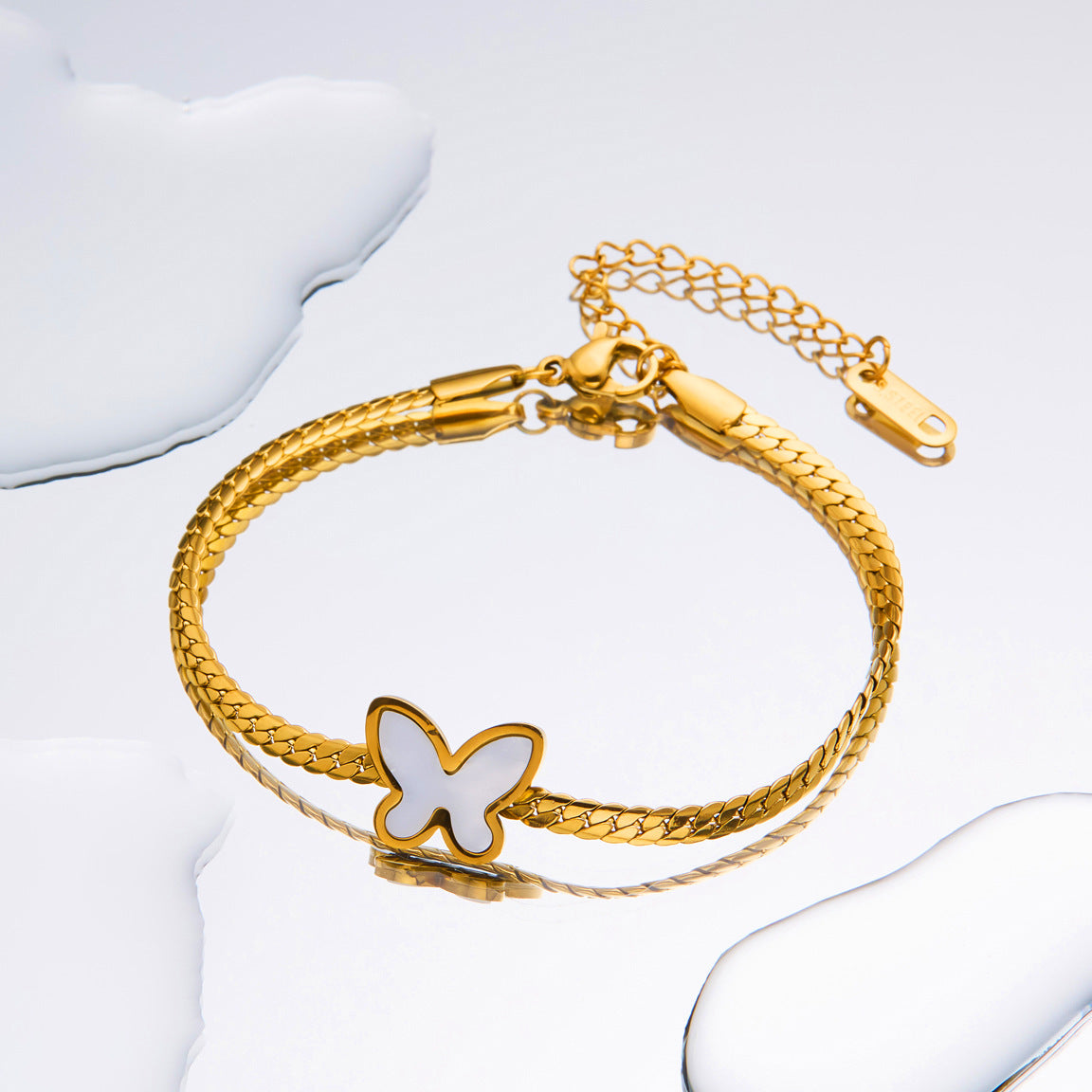 White Butterfly Charm Bracelet