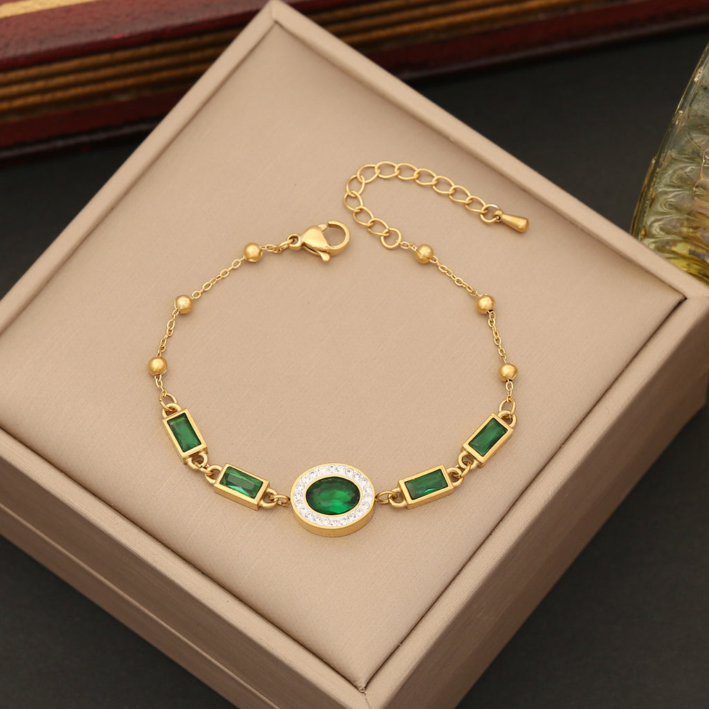Green Heart Stone Jewelry Set