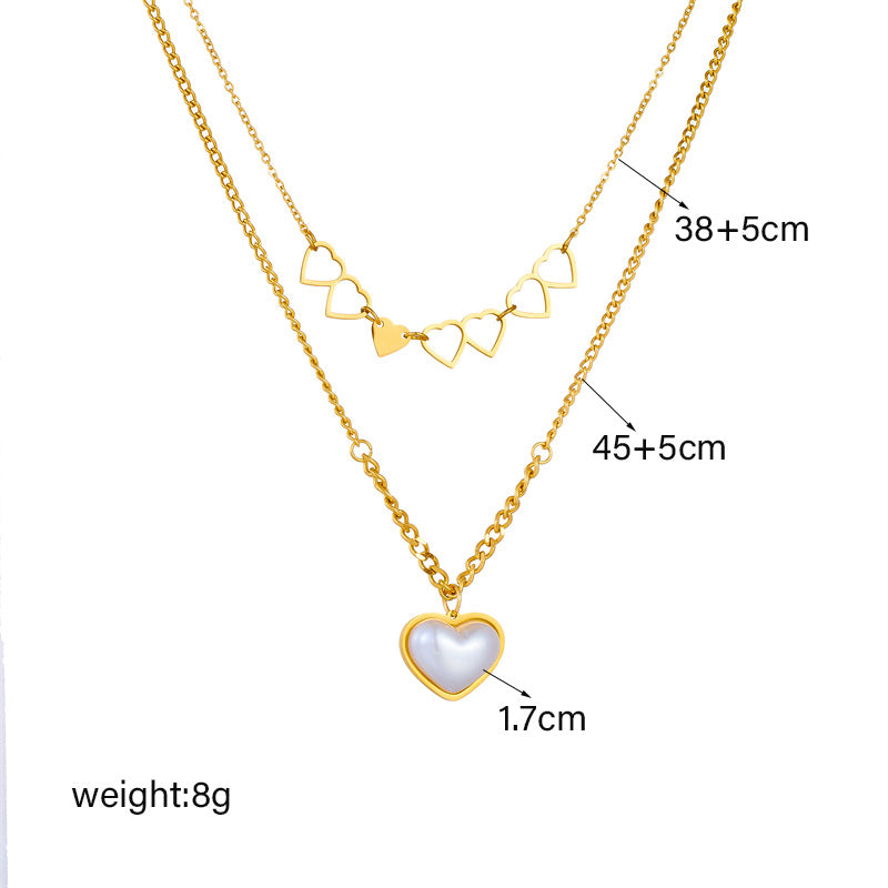 Zoria Royale Layered Heart Anti-Tarnish Necklace – 18K Gold Plated