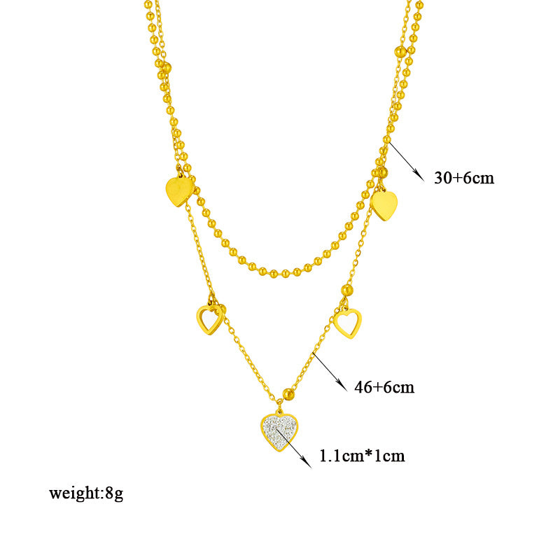 Royal Double Layer Heart Pendant Necklace