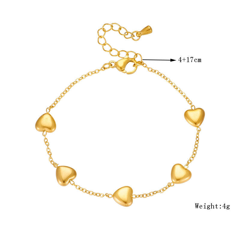 Golden Heart Charm Chain Bracelet