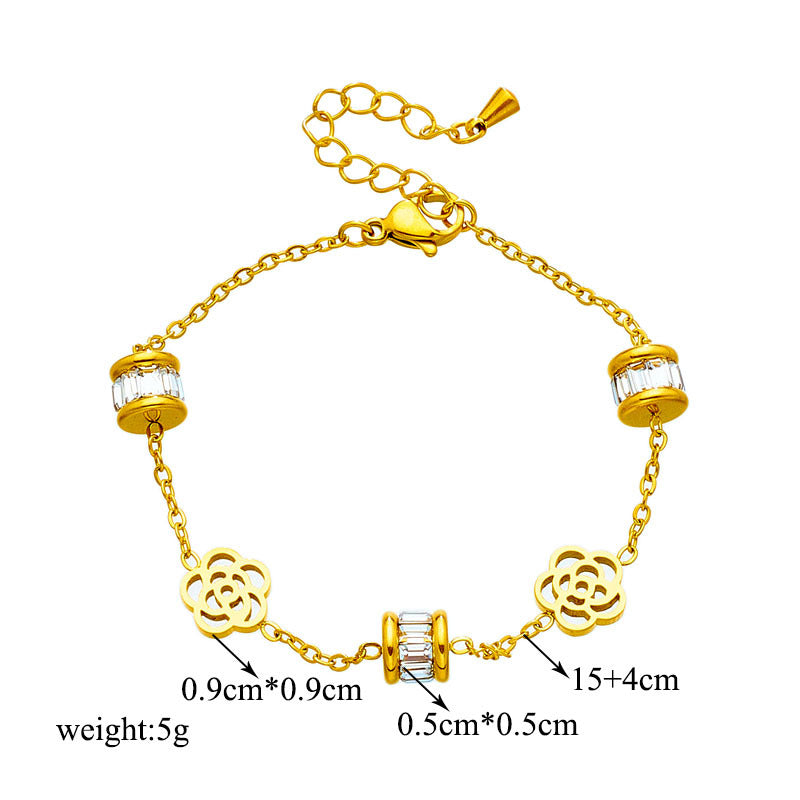 Crystal Flower Charm Bracelet