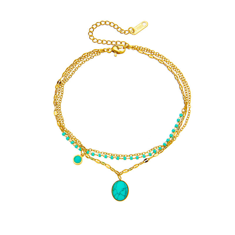 Turquoise Charm Layered Bracelet.