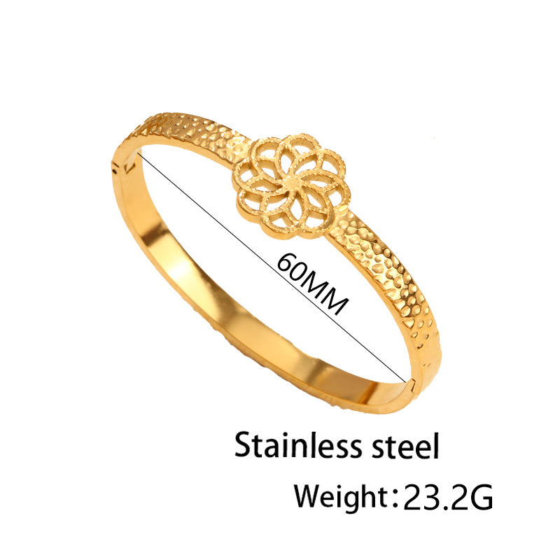 Floral Motif Gold-Tone Bangle