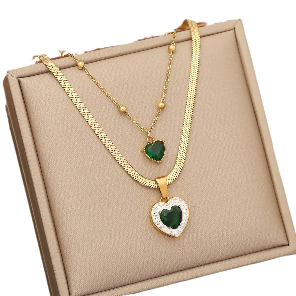 Green Heart Stone Jewelry Set