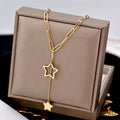Gold Celestial Double‑Star Pendant Necklace