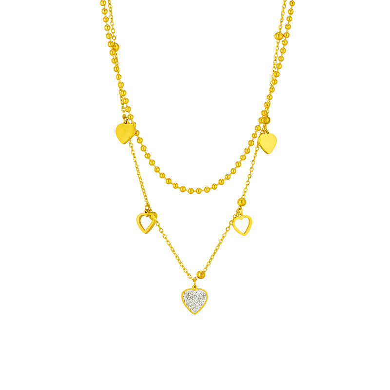 Royal Double Layer Heart Pendant Necklace