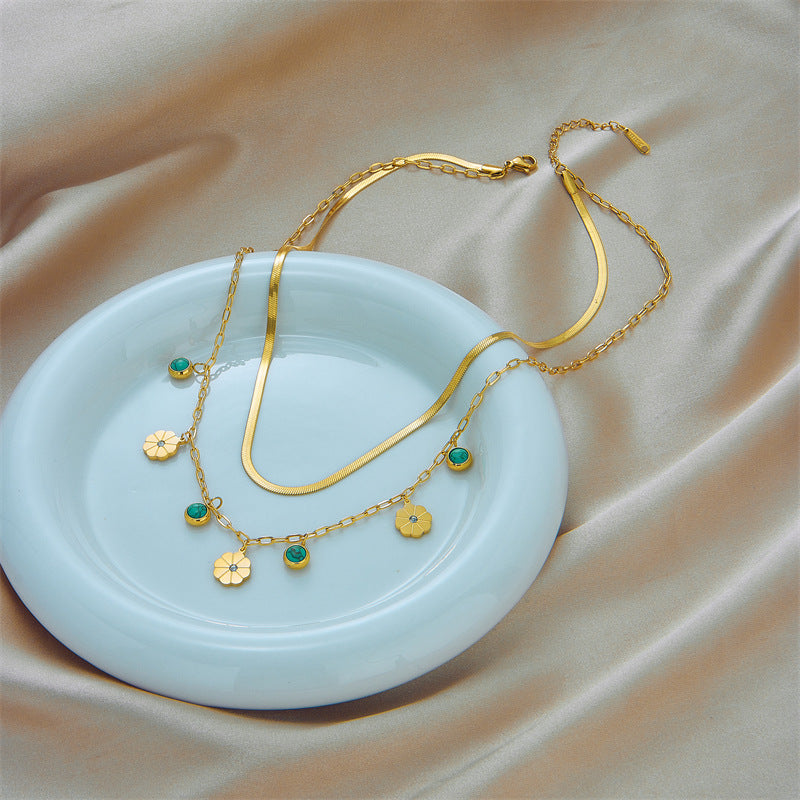 Turquoise Floral Layered Necklace