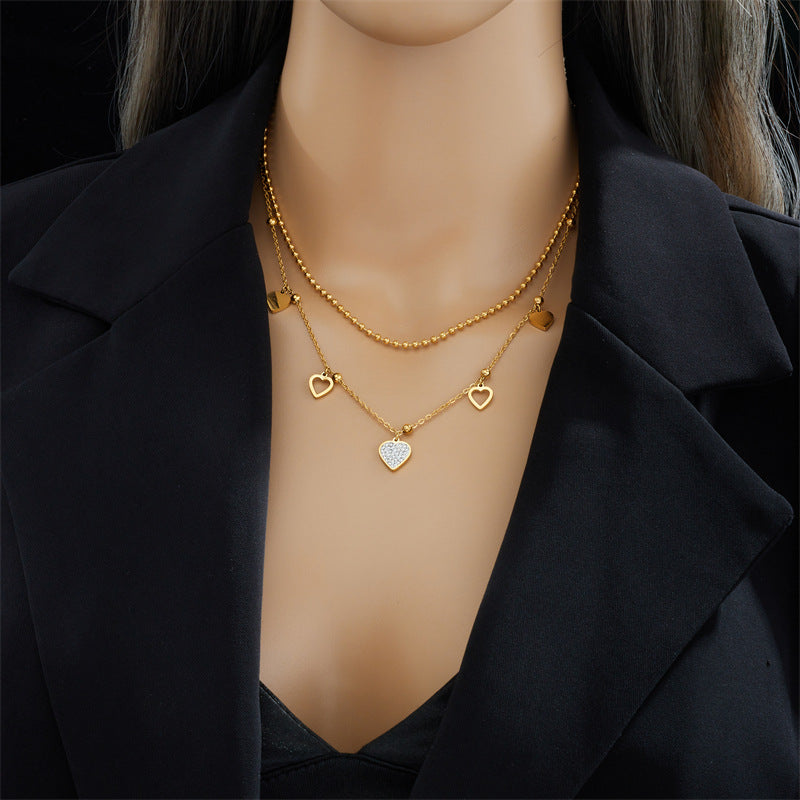 Royal Double Layer Heart Pendant Necklace