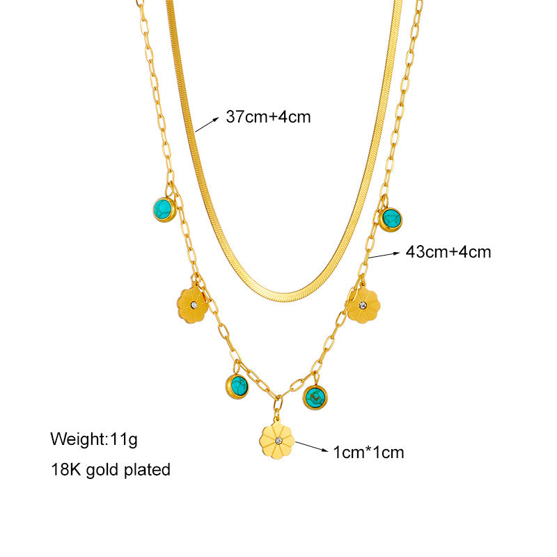 Turquoise Floral Layered Necklace