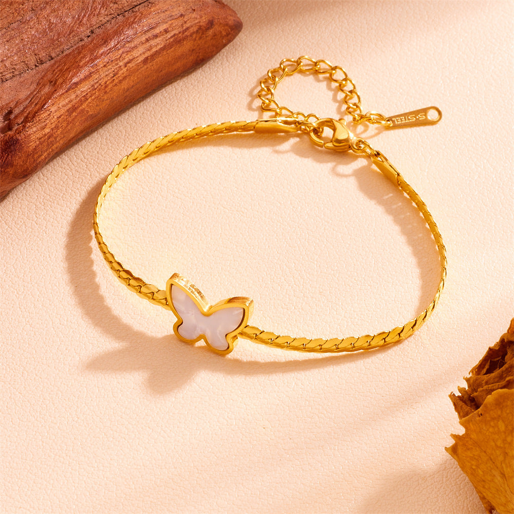 White Butterfly Charm Bracelet