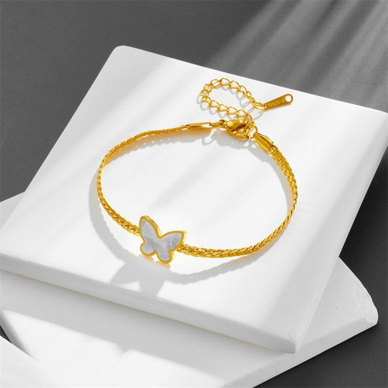 White Butterfly Charm Bracelet
